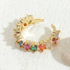 Elegant Leaves Copper Plating Inlay Zircon 14k Gold Plated Open Rings