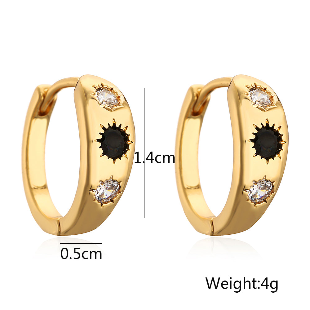 1 Pair Simple Style Commute Round Plating Inlay Copper Zircon 18k Gold Plated Earrings