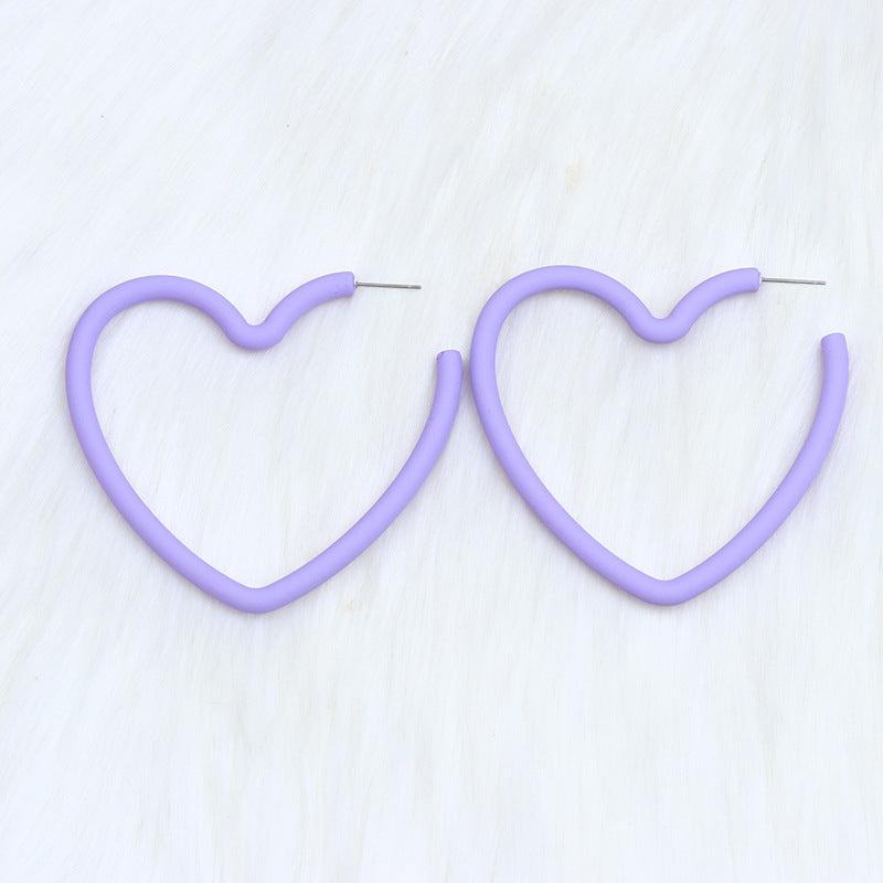 Sweet Heart Shape Arylic Spray Paint Women's Ear Studs