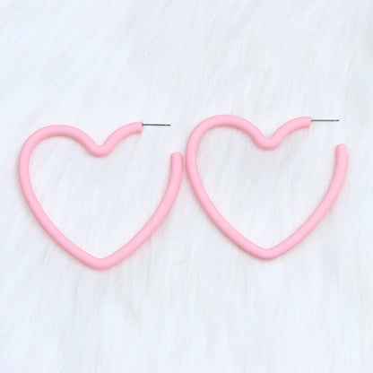 Sweet Heart Shape Arylic Spray Paint Women's Ear Studs