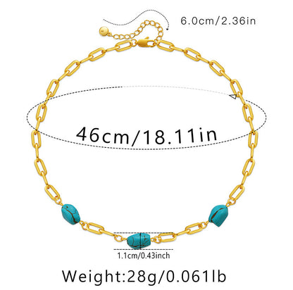 Wholesale Classic Style Streetwear Geometric Turquoise Copper Necklace