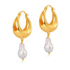 1 Pair Baroque Style C Shape Geometric Flower Plating Imitation Pearl Copper 18k Gold Plated Drop Earrings