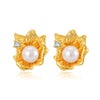 1 Pair Baroque Style C Shape Geometric Flower Plating Imitation Pearl Copper 18k Gold Plated Drop Earrings