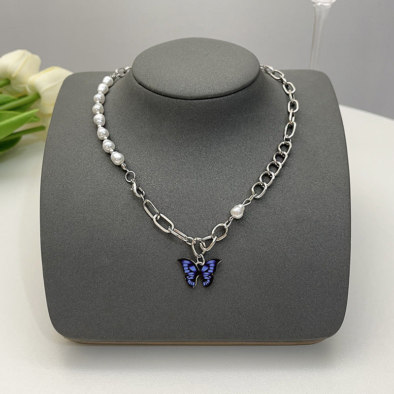 Elegant Flower Artificial Diamond Artificial Pearl Wholesale Pendant Necklace