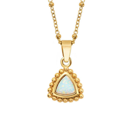 Casual Simple Style Triangle Eye Stainless Steel Plating Inlay Zircon 18k Gold Plated Pendant Necklace