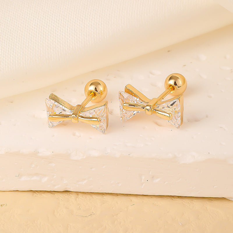 1 Pair Elegant Sweet Swan Flower Butterfly Plating Inlay Copper Zircon Gold Plated Ear Studs