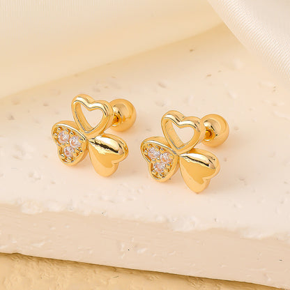 1 Pair Elegant Sweet Swan Flower Butterfly Plating Inlay Copper Zircon Gold Plated Ear Studs