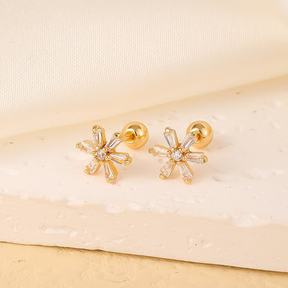 1 Pair Elegant Sweet Swan Flower Butterfly Plating Inlay Copper Zircon Gold Plated Ear Studs