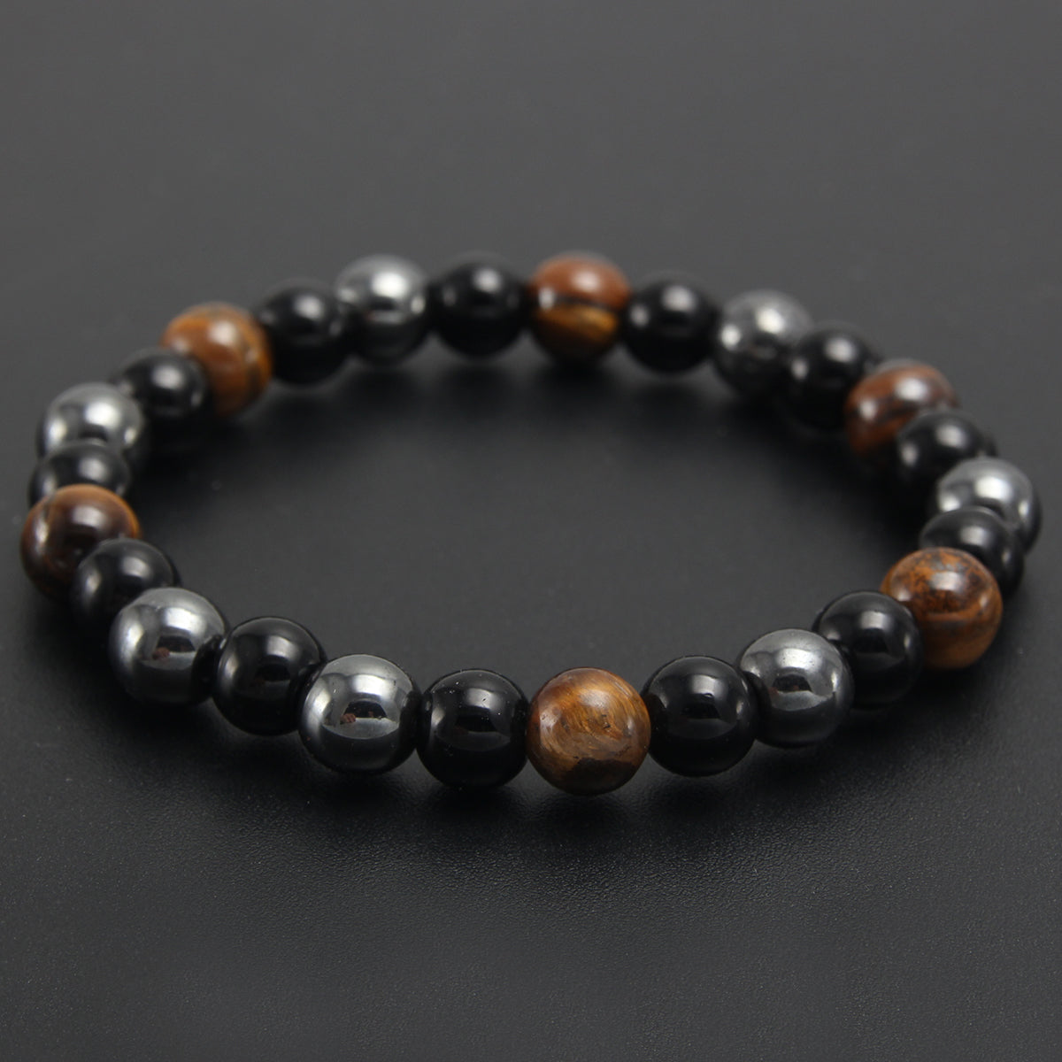 Vintage Style Round Natural Stone Stone Men'S Bangle