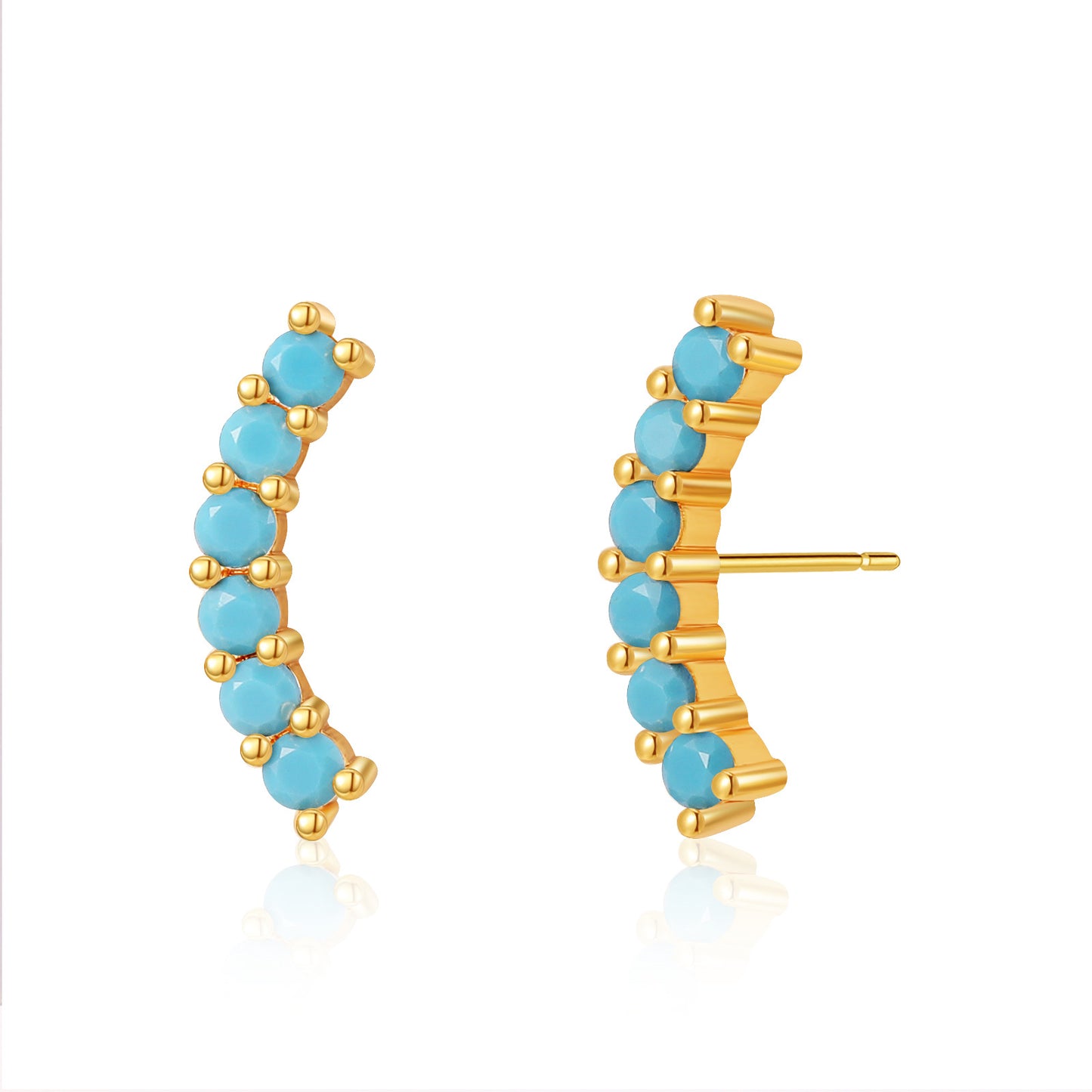 1 Pair Retro Round Insect Plating Inlay Copper Turquoise 18k Gold Plated Earrings