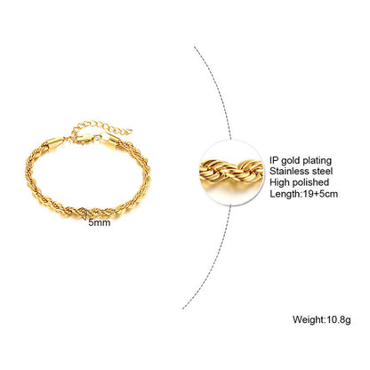 Classic Style Solid Color Stainless Steel Plating 18k Gold Plated Bracelets