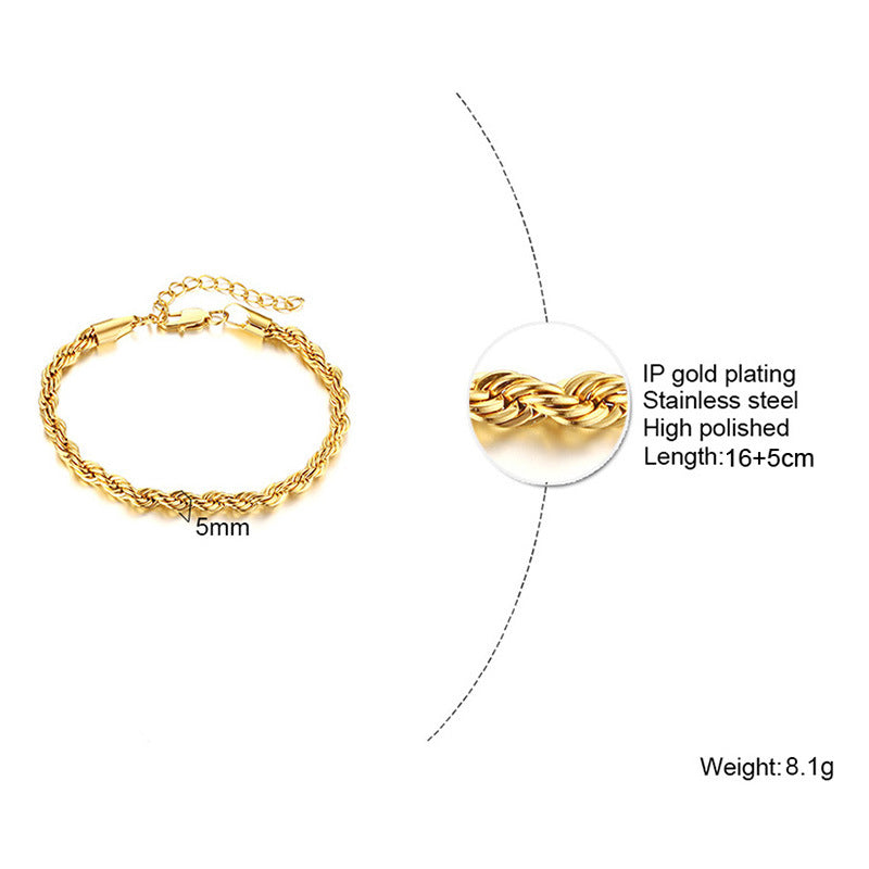 Classic Style Solid Color Stainless Steel Plating 18k Gold Plated Bracelets