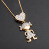 Cute Human Heart Shape Copper Gold Plated Zircon Pendant Necklace In Bulk