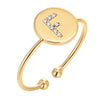 Modern Style Letter Copper Plating Inlay Artificial Diamond Open Rings