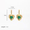 1 Pair Elegant Retro Oval Heart Shape Enamel Plating Inlay Copper Natural Stone Malachite Shell 18k Gold Plated Drop Earrings