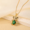 Cute Sweet Little Bear Copper Gold Plated Zircon Pendant Necklace In Bulk