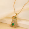 Cute Sweet Little Bear Copper Gold Plated Zircon Pendant Necklace In Bulk