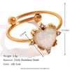 Simple Style Classic Style Sun Water Droplets Heart Shape Stainless Steel Plating Inlay Opal 18k Gold Plated Open Rings