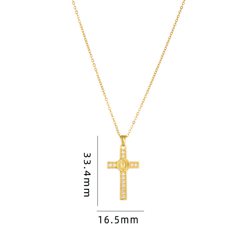 Streetwear Cross Titanium Steel Copper Plating Inlay Zircon Pendant Necklace