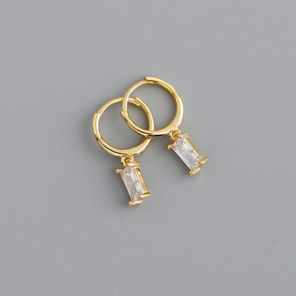 1 Pair Modern Style Square Inlay Copper Zircon Earrings