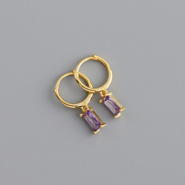 1 Pair Modern Style Square Inlay Copper Zircon Earrings