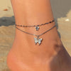 Vacation Heart Shape Bow Knot Crystal Alloy Wholesale Anklet