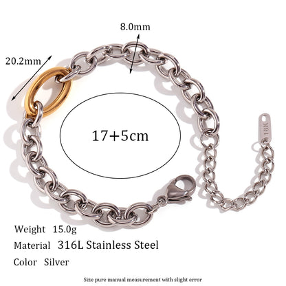 Vintage Style Classic Style Oval Stainless Steel Plating 18k Gold Plated Bracelets Necklace