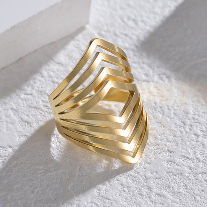 Simple Style Classic Style Stripe Stainless Steel Plating 14k Gold Plated Open Rings