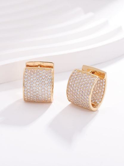 1 Pair Elegant Luxurious Solid Color Plating Inlay Metal Brass Zircon White Gold Plated Gold Plated Earrings