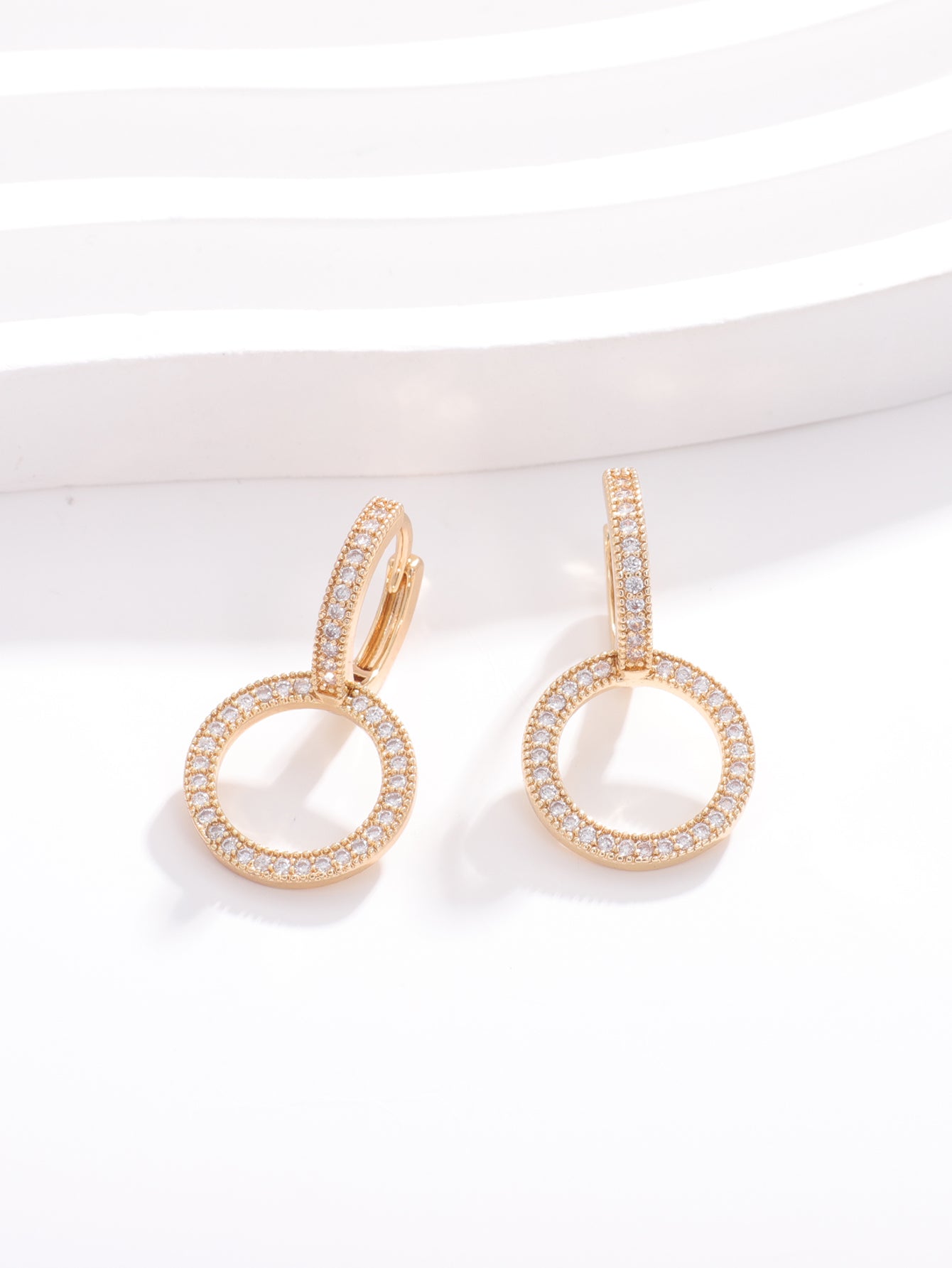 1 Pair Elegant Luxurious Solid Color Plating Inlay Copper Zircon White Gold Plated Gold Plated Drop Earrings