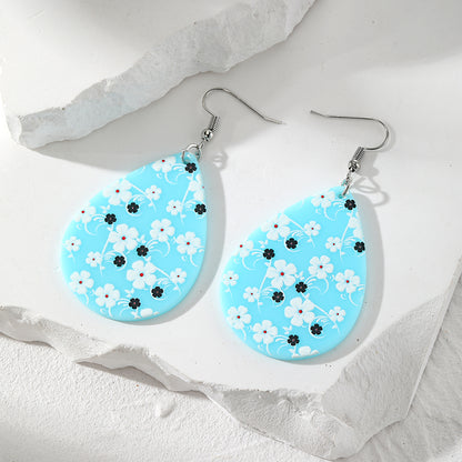 1 Pair Casual Vacation Water Droplets Flower Butterfly Resin Drop Earrings