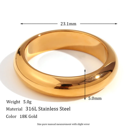 Wholesale Jewelry Simple Style Classic Style Round 304 Stainless Steel 18K Gold Plated Plating Rings