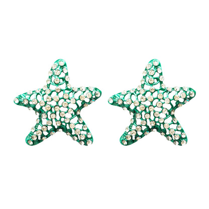 1 Pair Vacation Marine Style Starfish Inlay Alloy Resin Ear Studs