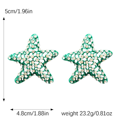 1 Pair Vacation Marine Style Starfish Inlay Alloy Resin Ear Studs