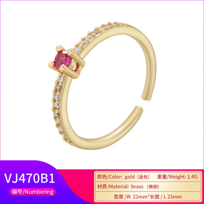 Elegant Luxurious Star Copper Plating Inlay Zircon 18k Gold Plated Open Rings