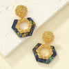 1 Pair Retro Vacation Hexagon Round Oval Plating Hollow Out Arylic Alloy Drop Earrings