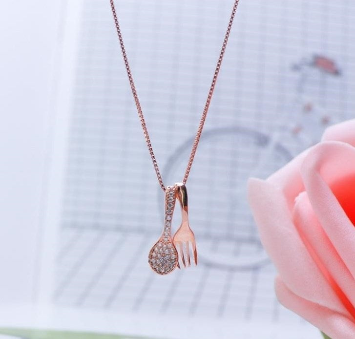 Simple Style Streetwear Spoon Copper Plating Inlay Zircon Pendant Necklace