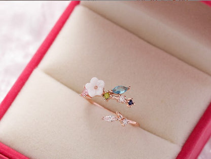 Simple Style Flower Copper Inlay Zircon Rings