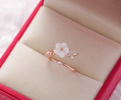 Simple Style Flower Copper Inlay Zircon Rings