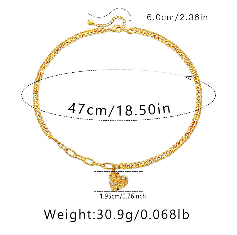 Classic Style Geometric Heart Shape Copper Irregular Plating Chain Gold Plated Pendant Necklace