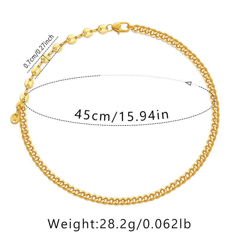 Ig Style Simple Style Solid Color Copper Plating Chain 18k Gold Plated Necklace