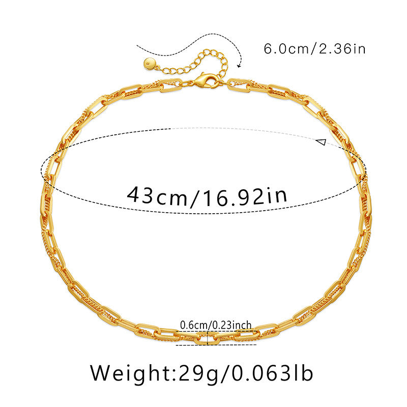 Ig Style Simple Style Solid Color Copper Plating Chain 18k Gold Plated Necklace