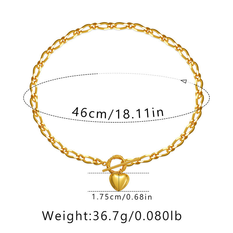 Classic Style Geometric Heart Shape Copper Irregular Plating Chain Gold Plated Pendant Necklace