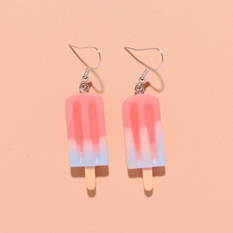 1 Pair Simple Style Ice Cream Patchwork Plastic Resin Drop Earrings