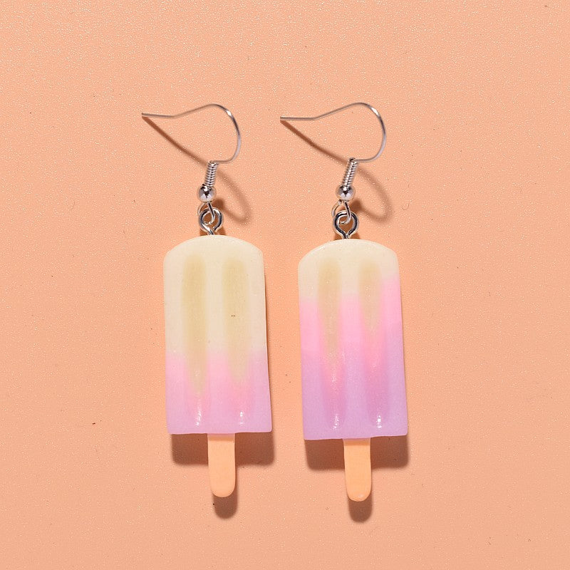 1 Pair Simple Style Ice Cream Patchwork Plastic Resin Drop Earrings