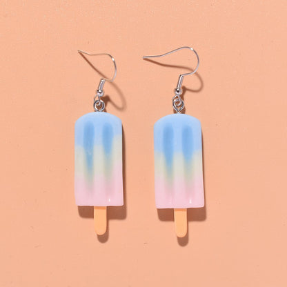 1 Pair Simple Style Ice Cream Patchwork Plastic Resin Drop Earrings