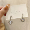 1 Pair Fairy Style Heart Shape Plating Inlay Alloy Rhinestones Glass Hoop Earrings Drop Earrings Ear Studs