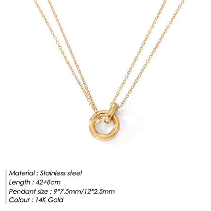 Simple Style Solid Color Stainless Steel Plating Gold Plated Layered Necklaces