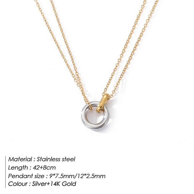 Simple Style Solid Color Stainless Steel Plating Gold Plated Layered Necklaces