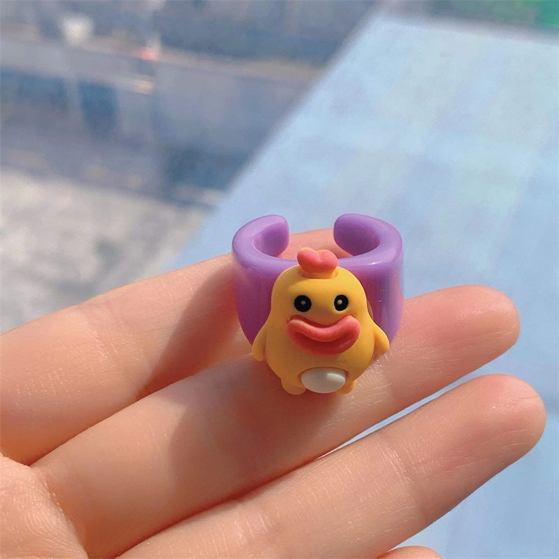 Simple Style Cartoon Plastic Resin Handmade Women's Open Rings